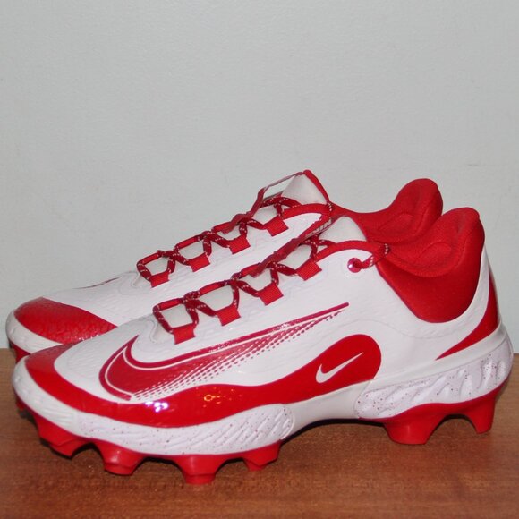 Nike Alpha Huarache Elite 4 Low MCS Baseball Cleats Mens 12 13 White Red - Picture 2 of 6